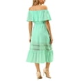 thumbnail image 3 of INSPIRE CHIC Women's Dress Flutter Sleeve Off The Shoulder Ruffle Lace Insert Maxi Dresses M Mint Green, 3 of 8