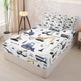 thumbnail image 2 of Erosebridal Playful Construction Truck Zipper Full Size Comforter Sets with Fitted Sheet and 2 Pillowcases,Cartoon Excavator Road Cone Zipper Bedding Set For Boys,Reversible,4pcs, 2 of 7