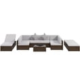 thumbnail image 1 of 9 Piece Wicker Patio Furniture Set with Light Grey Cushions, Modular PE Rattan Sectional Sofa with Adjustable Loungers and Glass Top Table for Backyard, Garden and Porch, 1 of 7