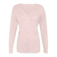 thumbnail image 5 of Cardigan Sweaters for Women 2025 Long Sleeve V Neck Button Down Knit Plain Cardigan Sweater Blouse Outerwear, 5 of 7
