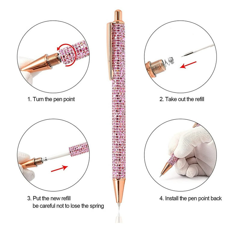 2pcs Glitter Sharp Weeding Pen with 2pcs Refills, Retractable and Replaceable Vinyl Pen for Air Release, Air Release Weeding Pin Pen for Craft and