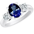thumbnail image 2 of AFFY (1.9ct) Simulated Blue Tanzanite & White Diamond Three Stone Engagement Ring In 14k White Gold With Ring Size 9, 2 of 2