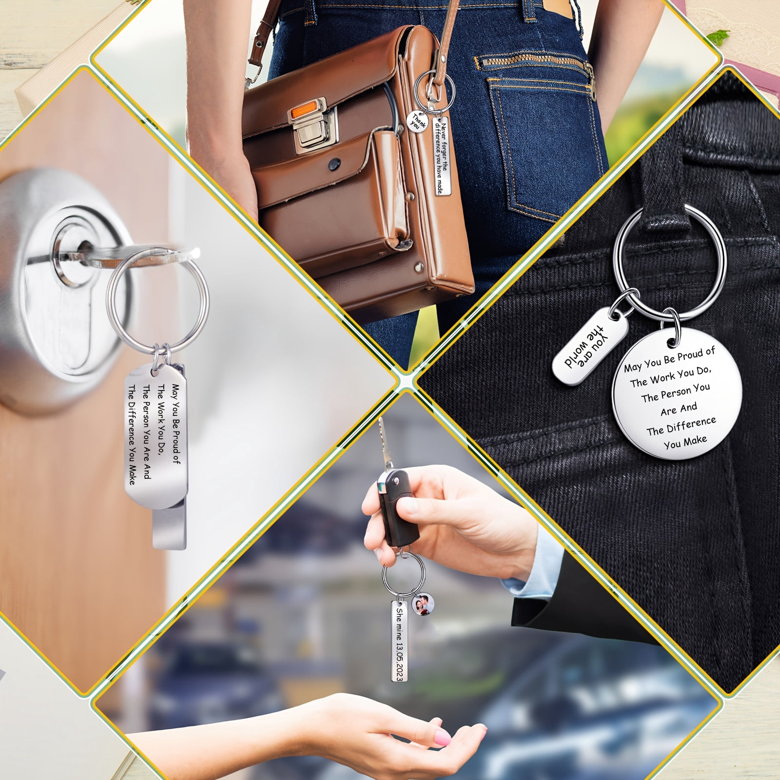 30 Pcs Stainless Steel Keychain Blanks Set, Engravable Metal Key Tags with Key Rings Mixed Shapes for Laser Engraving Stamping DIY Crafts Personalized Gift Making