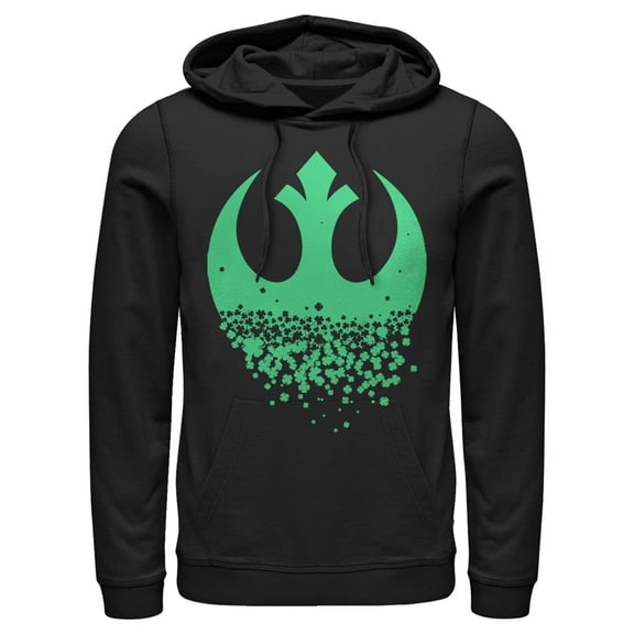 Men's Star Wars Rebel Symbol Clover Fade  Pull Over Hoodie Black 3X Large