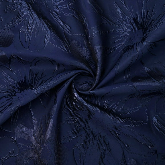Zelouf Allia Metallic Floral Jacquard , Sewing, DIY, Crafts Fabric by the Yard, Navy, 1 Yard