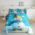 thumbnail image 2 of Manfei Cute Snowman Full Size Comforter Sets,Merry Christmas Bedding Comforter Set,White Blue Bedding Sets For Girls Kids,Ultra Soft Home Decor Reversible,3 Pieces, 2 of 8
