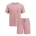 thumbnail image 5 of Ohufall Outfits for Men 2 Pieces Set Fashion Solid Casual Round Neck Tee Shirts with Shorts Summer Loose Brethable Outdoor Sport Sets, 5 of 8