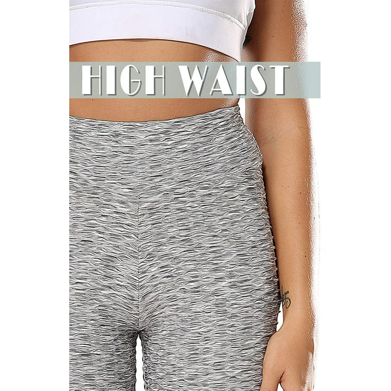 COMFREE Women's High Waist Textured Yoga Pants Tummy Control