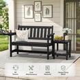 thumbnail image 2 of KINGYES HDPE Outdoor Bench with Integrated Side Tray, 2-Person All-Weather Patio Bench with 660 lbs Capacity, Porch Bench for Backyard, Garden & Park, Black, 2 of 12