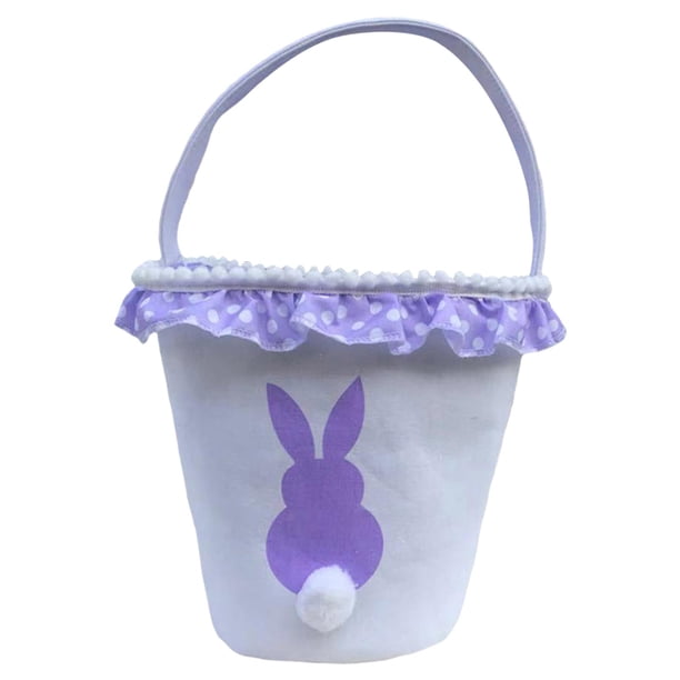 Cesta de conejo de Pascua, cesta de regalo para llevar, cesta de conejo, cesta con volantes para cazar Púrpura