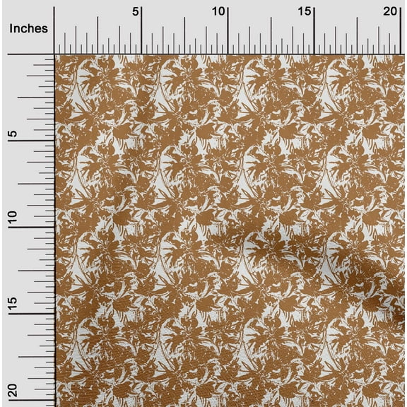 oneOone Polyester Lycra Brown Fabric Florals Craft Projects Decor Fabric Printed By The Yard 56 Inch Wide