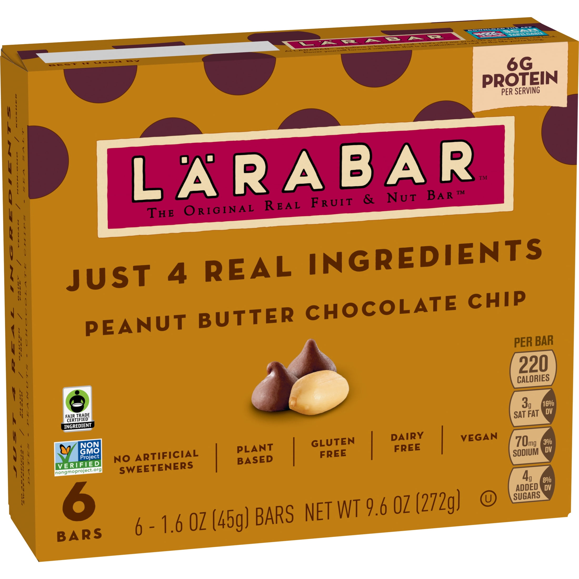 (8 pack) Larabar Peanut Butter Chocolate Chip, Fruit and Nut Bars, Gluten Free, 6 Count, 9.6 oz