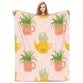 thumbnail image 5 of LNWH Potted Plants Pink Background Pattern Throw Blanket, Flannel Sofa Blankets for All Seasons, 40"x30", 5 of 8