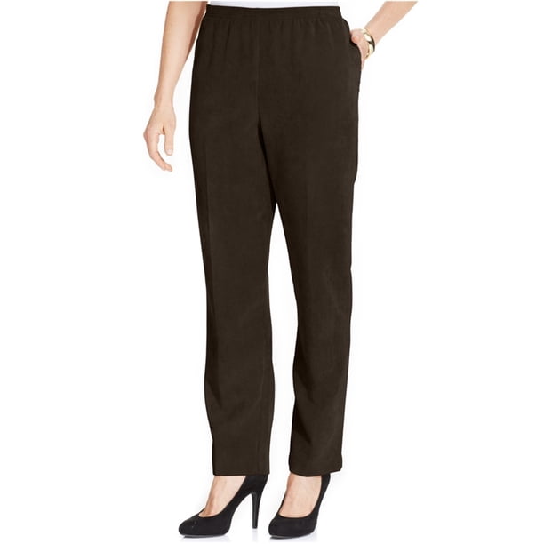 Alfred Dunner Pantalones de pana pequeños para mujer, marrón, 16P corto Alfred Dunner Pantalones