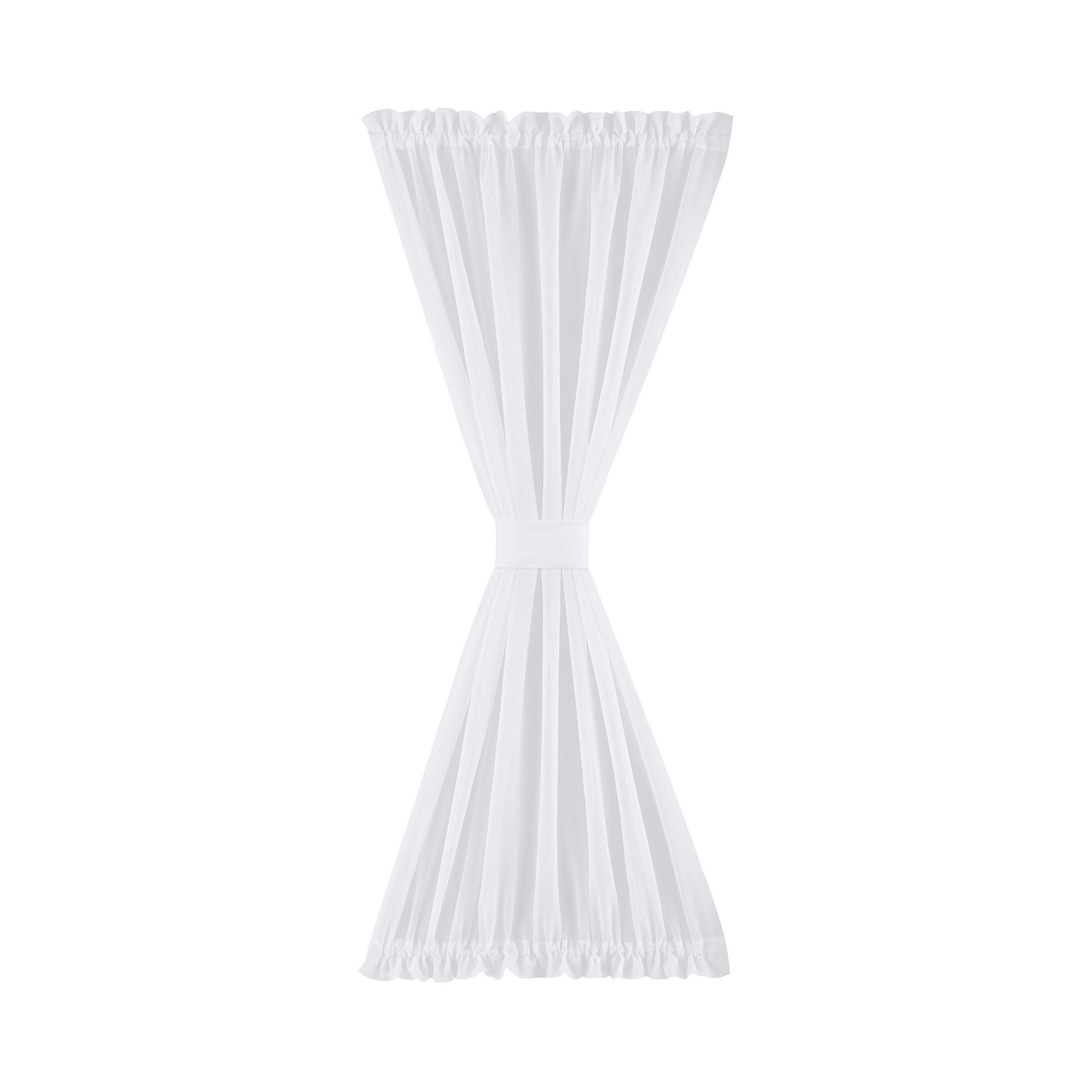 Mainstays Crushed Voile Single Door Curtain Panel, Semi-Sheer, White, 51" W x 72" L