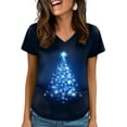 thumbnail image 5 of Women's Christmas Scrubs Top Cute Xmas Print Short Sleeve V Neck Christmas Soft Stretchy Holiday T Shirts, 5 of 5