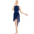 thumbnail image 2 of Alvivi Women Girls Lyrical High Low Dance Costume Shiny Sequins Ballet Dance Dress Leotard Navy_Blue Medium, 2 of 7
