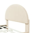 thumbnail image 4 of Full Size Platform Bed with Semi-Circle Shaped Headboard, Velvet Upholstered Bed, Wooden Bed Frame with Metal Legs and Slats Support, No Box Spring Needed, Beige, 4 of 9