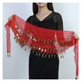 thumbnail image 4 of Dance Hip Scarf Sexy Women Belly Dance Chiffon Skirt Gold Sequins Waist Chain Tassel Belts Clubwear, 4 of 5