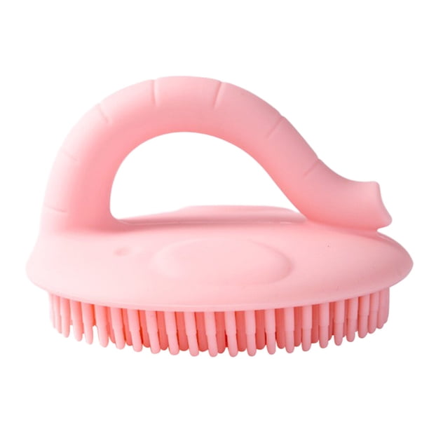 BRIGHTFUFU Cepillo de baño portátil de silicona para bebé (rosa)