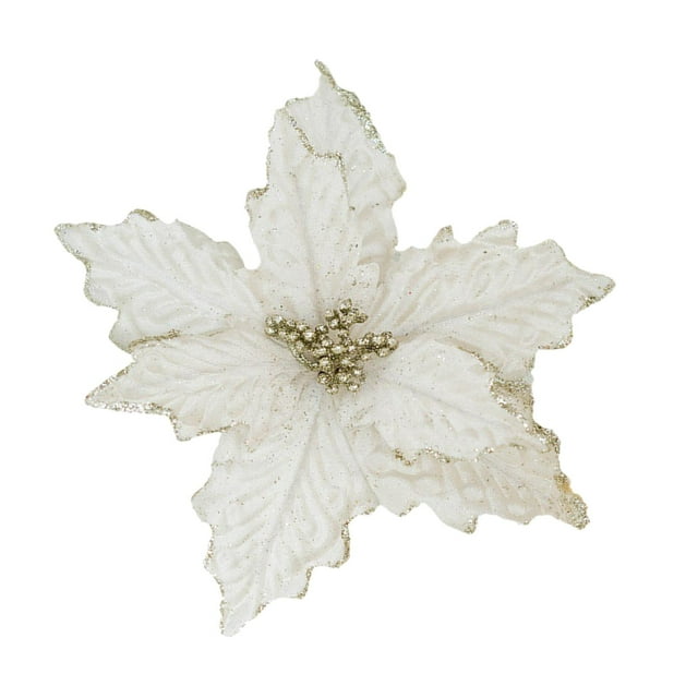 Flores artificiales con purpurina, colgante de flores navideñas, decoraciones para árboles de Navidad, adorno para cementerio, corona para el hogar,