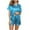 Blue, variant on Women's Silk Pajamas Set - Short Sleeve Satin Button-Down Top & Shorts, Soft Loungewear, Suitable for Summer Nights & Casual Relaxing