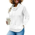 thumbnail image 4 of EchfiProm Womens Plain Sweatshirts Cowl Neck Tops Long Sleeve Fall White Loose Pullover Drawstring for Ladies, 4 of 7