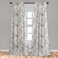 thumbnail image 5 of Ambesonne Nature Curtains, Birds Wildlife Cartoon, Pair of 28"x63", Mustard Maroon, 5 of 5