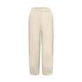 thumbnail image 6 of YOTMKGDO Slacks for Women Pant Cotton Women Waist Crop Loose Colour Pure and Pants Elastic with Pocket Women Casual Pants Plus Size Leggings Beige M, 6 of 6