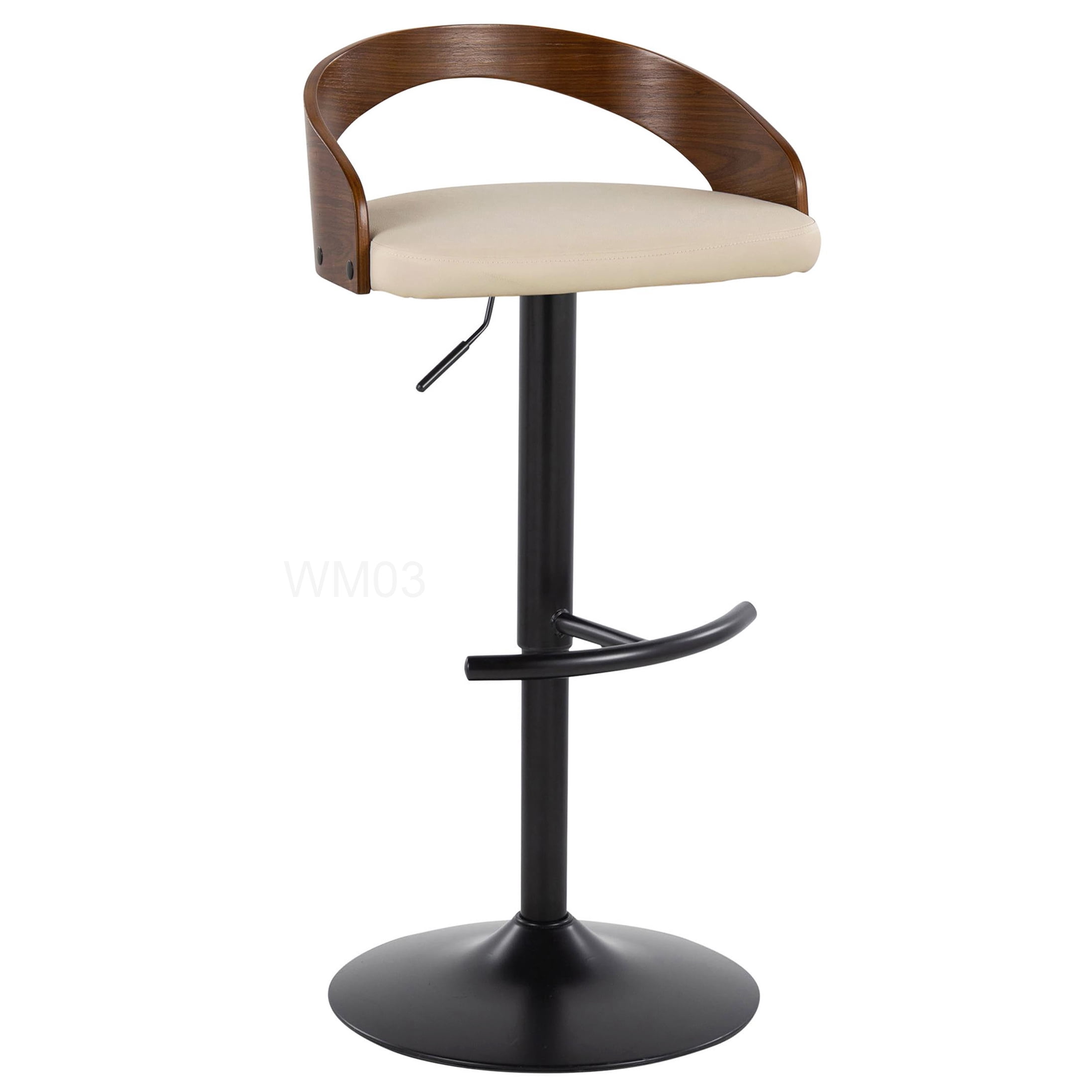 Modern Adjustable Swivel Bar Stools Set of 2 with Faux Leather Upholstery and Footrest