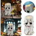 thumbnail image 2 of Lenago Ornament,Home Decoration Halloween Flameless Skull Candles Lamp Halloween Fireless Skeleton Candles Candle Halloween Theme Pattern Led Candle Led Light Deocration, 2 of 6
