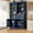 Blue, variant on Harper & Bright Designs Farmhouse Kitchen Pantry Cabinet with Hutch, Tall Kitchen Storage Cabinet with Glass Door and Drawer, Freestanding Hutch with Shelves and Pull-out Trays, 75", White