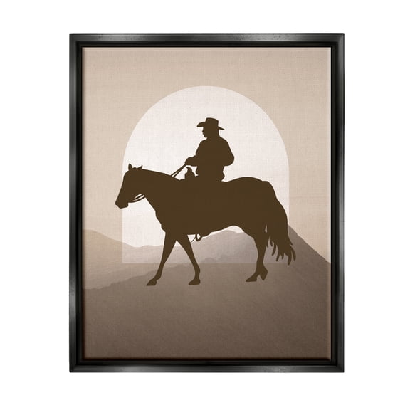 Stupell Industries Cowboy & Mountains Animals & Insects Painting Black Floater Framed Canvas Art Print Wall Art, 17 x 21