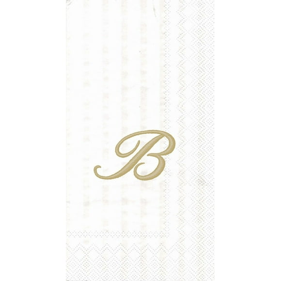 Ideal Home Range 3-Ply Paper Monogram Guest Towel, White/Gold (Pack of 2) (2, Letter B)