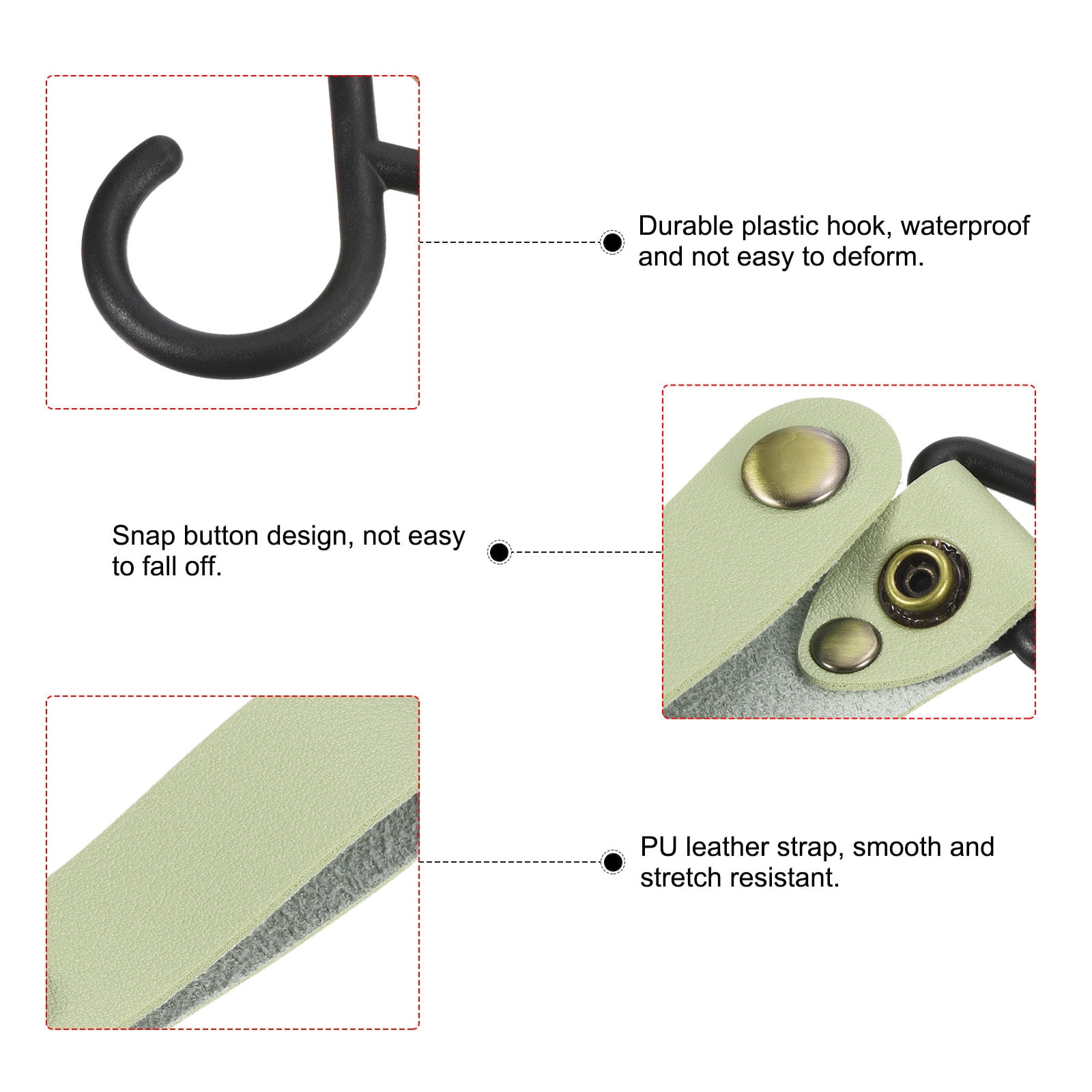 Unique Bargains PU Leather S Shelf Hooks Camping Hook Hanger Plastic Outdoor Green