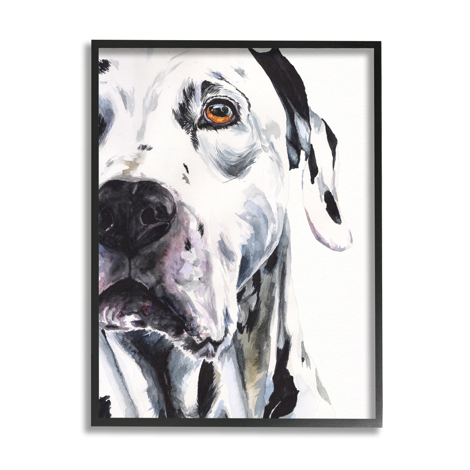 Stupell Industries Dalmatian Pet Dog Portrait Bold Spotted Dog Black Framed, 24 x 30, Design by George Dyachenko