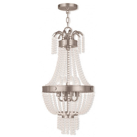 

Brushed Nickel Tone Finish Pendants Candelabra Base Type 26 Long 4 Light Fixture