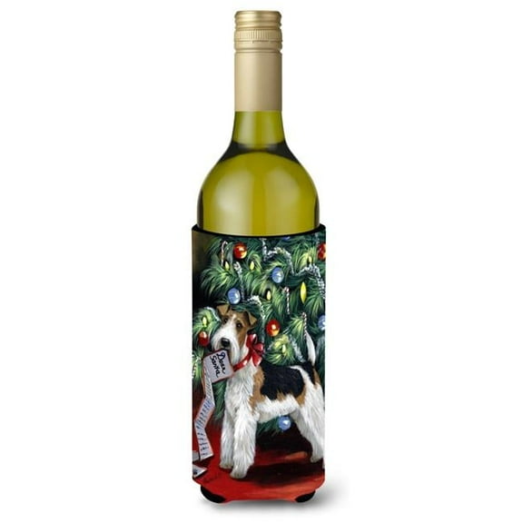 24 oz Fox Terrier Christmas Dear Santa Wine Bottle Hugger