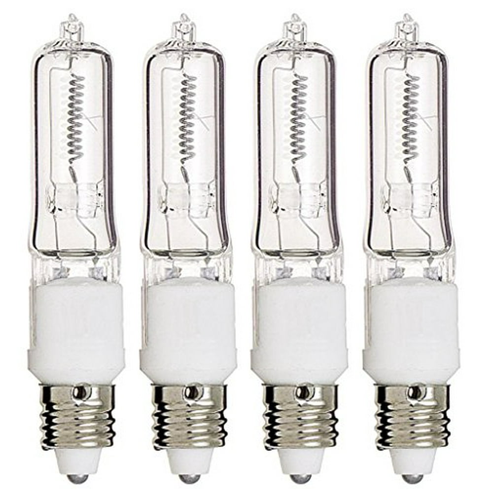 (4 Pack) Q75CL/MC 75 Watt JD T4 E11 Mini Candelabra Base 120V Clear