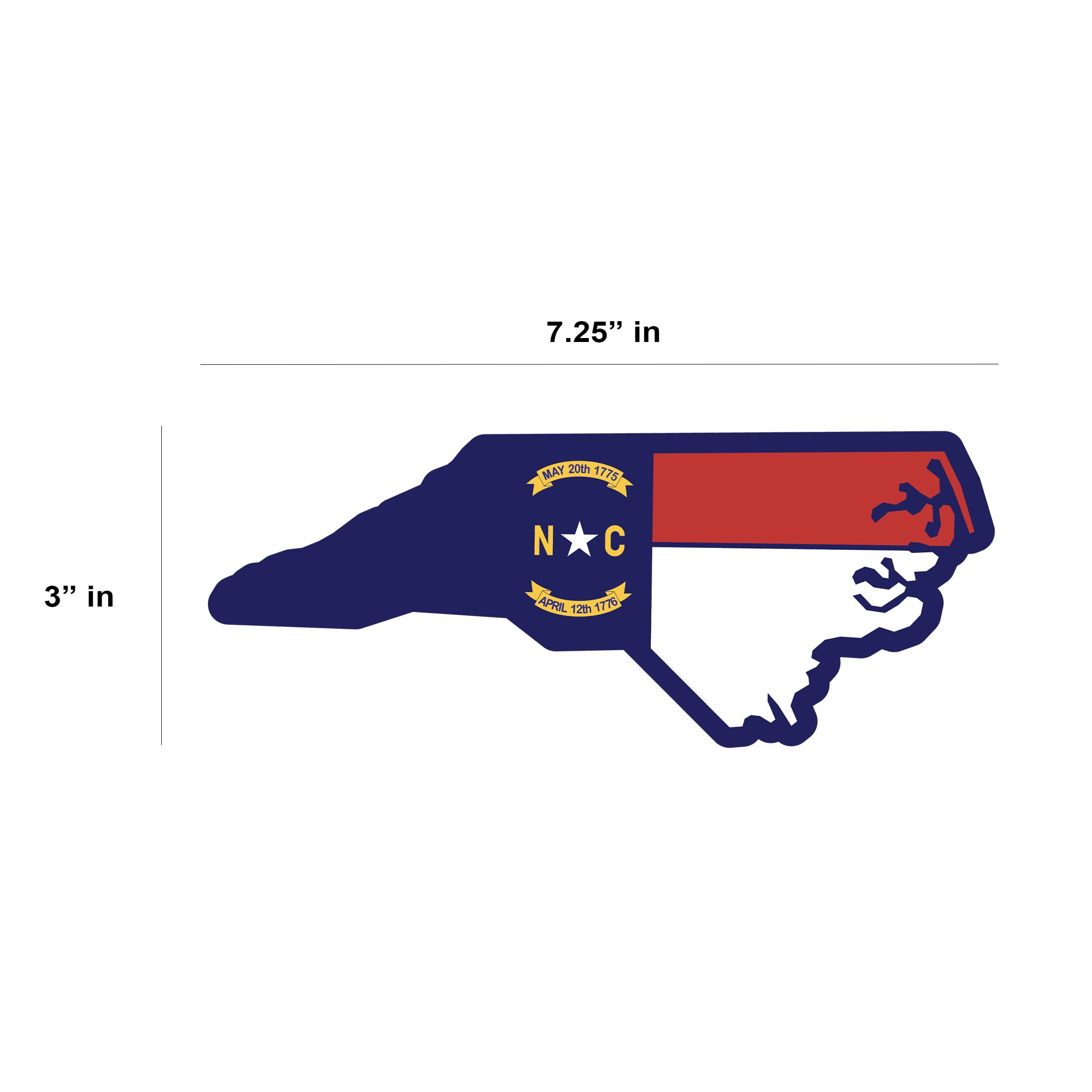 Auto Drive North Carolina State Vinyl Auto Decal, Multicolor, 7.25” x 3”