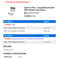 thumbnail image 2 of Cabin Air Filter - Compatible with 2003 - 2009 Sterling Truck Acterra 2004 2005 2006 2007 2008, 2 of 2