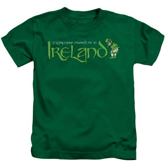 Trevco Leprechaun Moon-Short Sleeve Juvenile 18-1 T-Shirt, Kelly Green - Medium 5-6