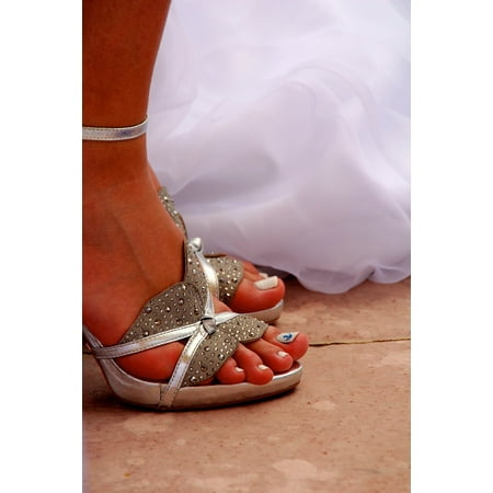 Canvas Print White Wedding Elegant Women's Shoes Shoes Bride Stretched Canvas 32 x