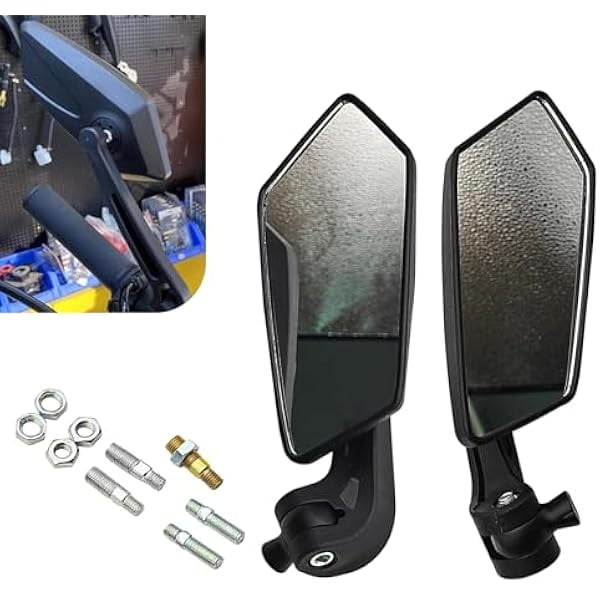 0829 2 PCS Motorcycle Rear View Mirrors, Reduce Blind Spot Adjustable Safety Reflective Side Mirror, M8 M10 Bolt Mount Modification Accessories, for Most Motorcycles Scooters ATVs (Black)