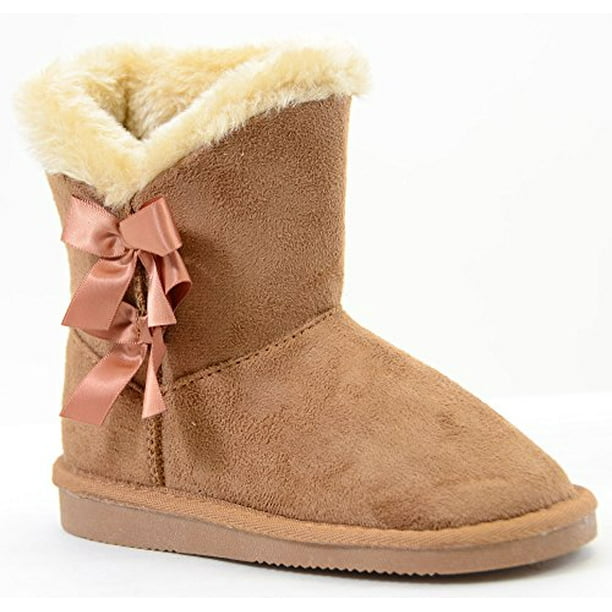 casual bow short fur boots