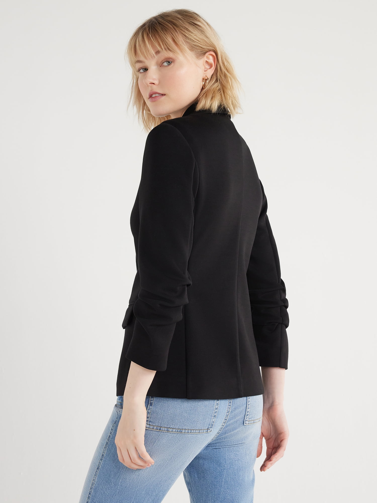 Scoop Women's and Women’s Plus Ultimate ScubaKnit Relaxed Blazer with Scrunch Sleeves, Sizes XS-4X