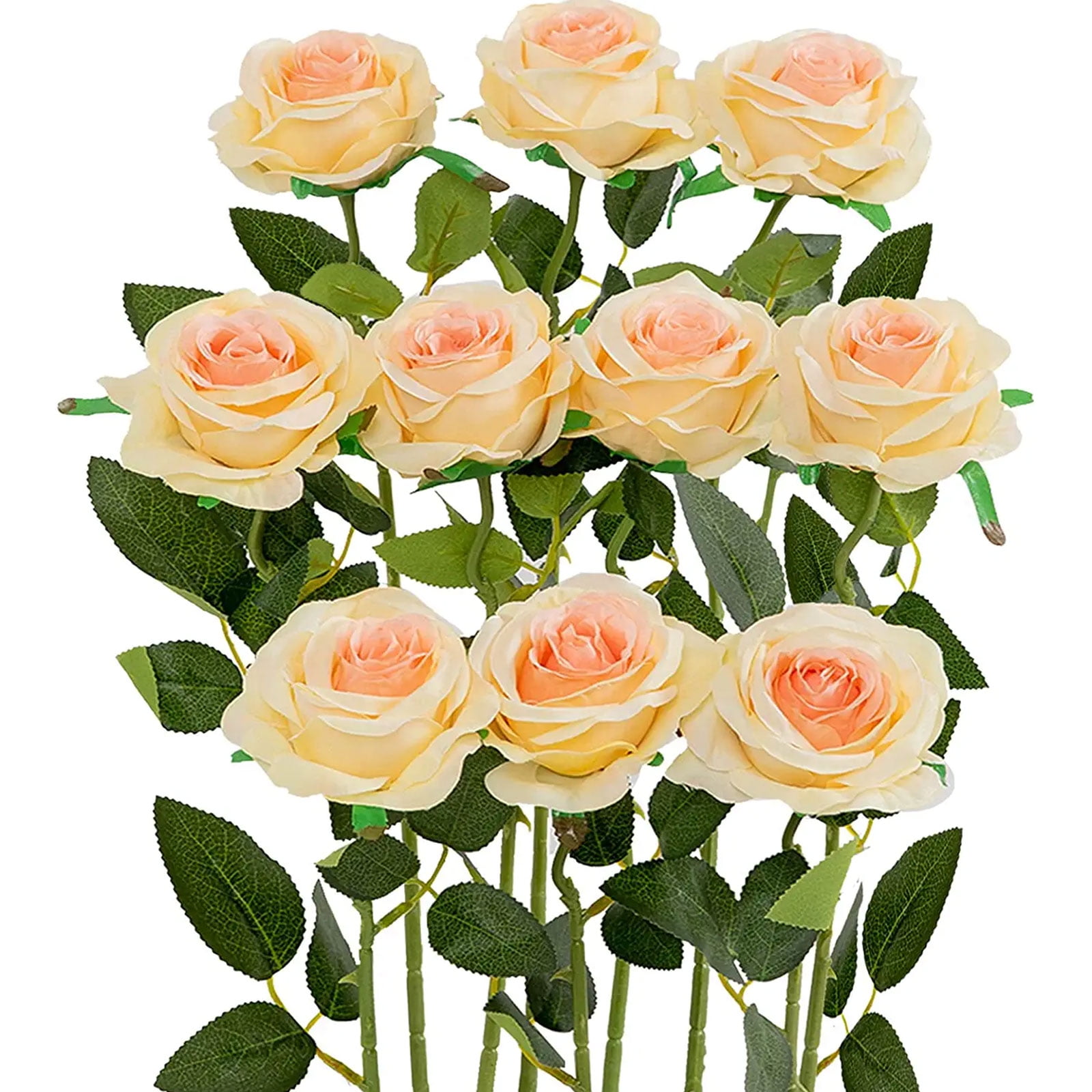 SYWAN 5/10 Pack Artificial Roses Flowers Silk Realistic Blossom Roses
