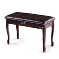 thumbnail image 2 of Costway Solid Wood PU Leather Piano Bench Padded Double Duet Keyboard Seat Storage Brown, 2 of 10