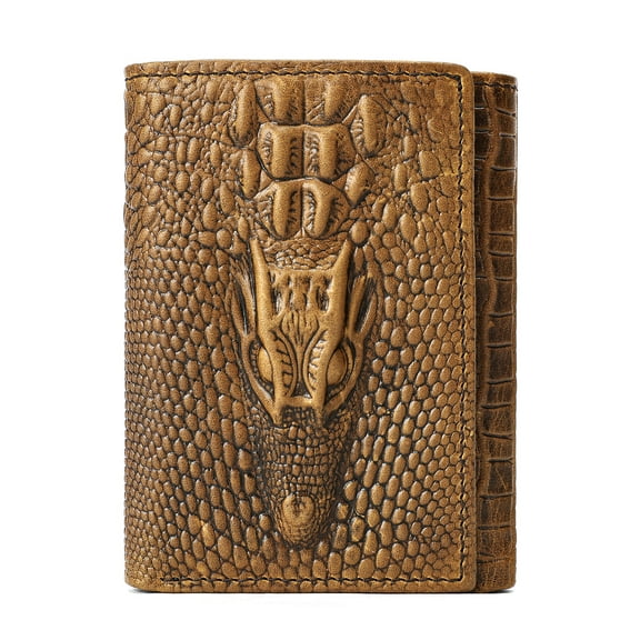 TAZAG genuine leather men's wallet retro crocodile embossed wallet cowhide leather wallet