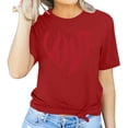 thumbnail image 2 of Penkiiy T-Shirts Graphiques pour Femmes Saint-Valentin Manches Courtes Chemises Imprimées Cœur Blouse Tops 3TG Rouge, 2 of 4
